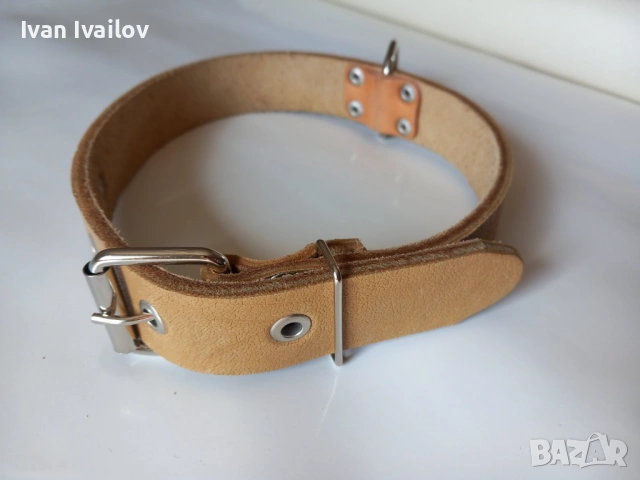 Натурален кожен нашийник (Керемида) – 3.5 см широк / 65 см дължина