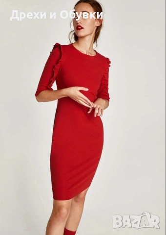 Червена рокля Zara , снимка 7 - Рокли - 54074125