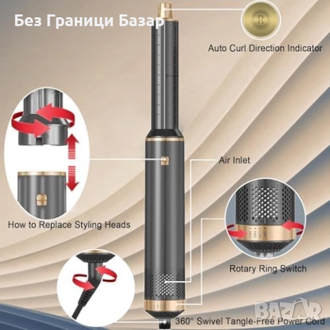 Нов Мултифункционален сешоар четка 5 в 1 за обем, къдрици и изправяне, снимка 3 - Сешоари - 52132598