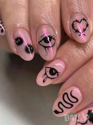 👑 💗Комплект Разкошни Press-on Изкуствени Нокти 24 броя 💋 КОД : nail1063💗 👑 💋 ➡️ 😱Уникалниииии, снимка 1 - Продукти за маникюр - 46158386