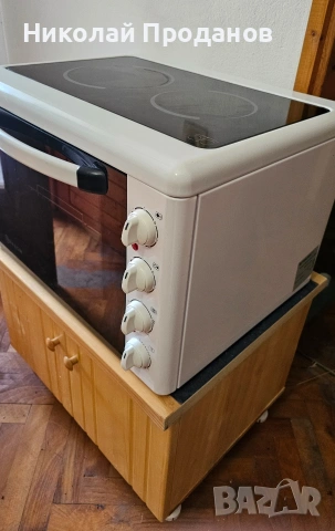 Готварска печка ЕЛДОМ със стъклокерамичен плот бял цвят 201VFЕ с шкаф, снимка 2 - Печки, фурни - 54193315