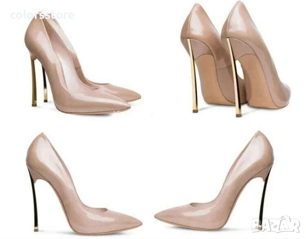 Обувки на ток - бежов лак - 6060