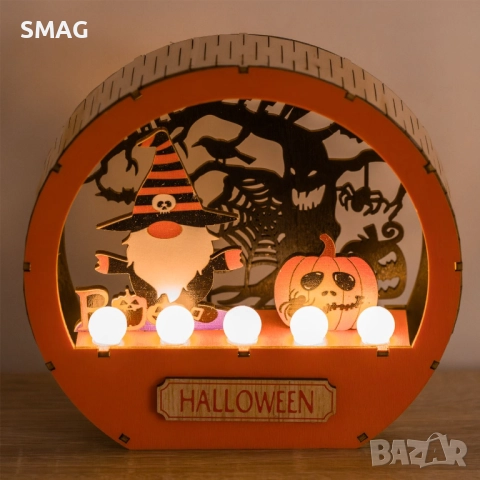 LED дървено украсение Happy Halloween / Хелоуин_1244369