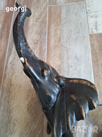 голям дървен слон от кралски абанос, снимка 2 - Декорация за дома - 50079045