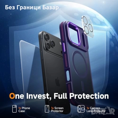 Нов кейс за телефон Айфон iPhone 17 Pro калъф с протектор и капак за камера MagSafe, снимка 2 - Калъфи, кейсове - 51772355