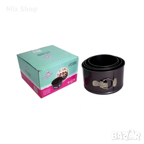 Нов Комплект Дълбоки Форми за печене, 4 броя, с падащо дъно,черни