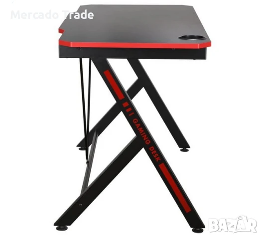 Геймърско бюро Mercado Trade, С червени детайли, Черно, снимка 6 - Бюра - 51423805