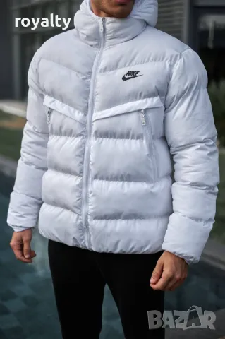 Nike бяло късо зимно мъжко яке , снимка 3 - Якета - 49935180