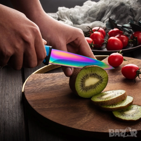 SiliSlick Комплект ножове от неръждаема стомана с титаниево покритие, снимка 5 - Прибори за хранене, готвене и сервиране - 51074777