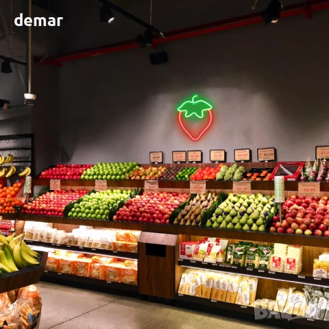 WIOSOUL LED Неонова табела с форма на ягода, 18,5x25 см, батерии или USB, снимка 7 - Лед осветление - 51189124