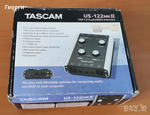 Tascam US-122 MKII USB audio interface аудиокарта 2x XLR 2x 6.3mm MIDI