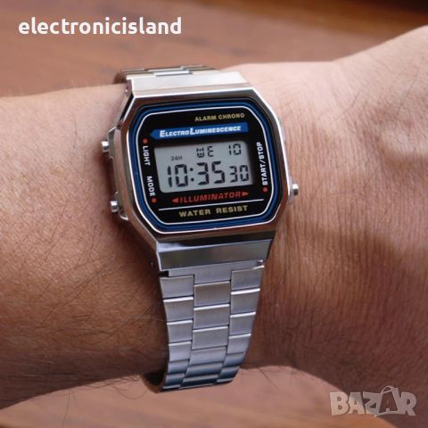 Ръчен ретро винтидж цифров часовник F-91w с каишка от неръждаема стомана, снимка 3 - Водоустойчиви - 46448716