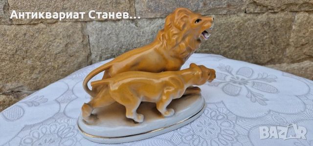 Българска порцеланова фигура- лъв и лъвица, снимка 6 - Декорация за дома - 53875233