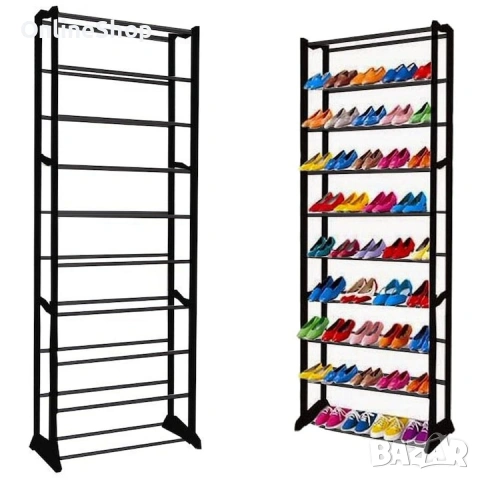 Рафт за обувки, 30 чифта, черен, 25x52x140см, пълен комплект, снимка 6 - Други стоки за дома - 53771515