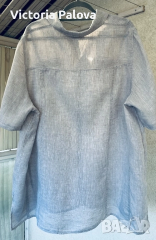 Риза от тънък лен овърсайз френско сиво, снимка 9 - Ризи - 51718222