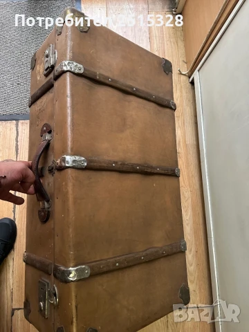 голям стар антикварен куфар над 100 годишен, снимка 6 - Антикварни и старинни предмети - 50471414