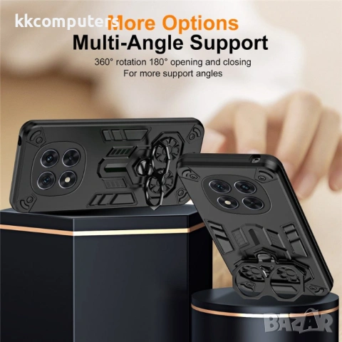 Калъф за Xiaomi Poco X7 5G с Метална Въртяща се Стойка - PC + TPU, Подсилени 0.5mm Ръбове, Шокоустой, снимка 5 - Калъфи, кейсове - 53538495