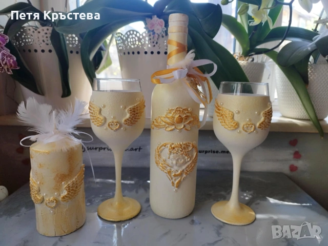 Ръчно Украсени Бутилки и чаши, снимка 9 - Други - 16565823