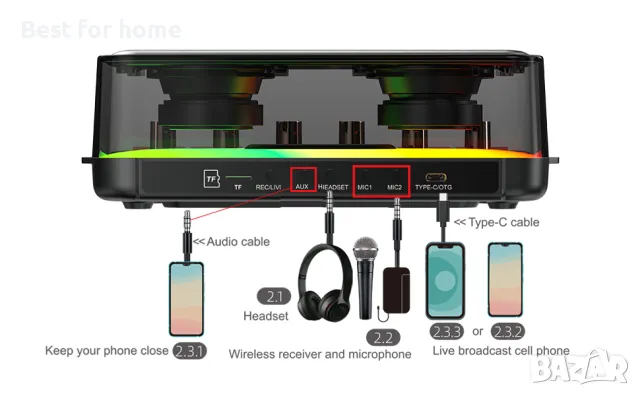 Комплект безжични микрофони с двуканална система за управление BeTIM c18 Bluetooth, снимка 9 - Микрофони - 46933300