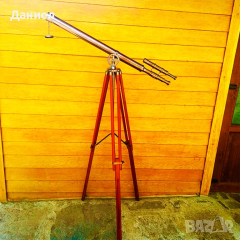 Телескоп, далекоглед от бронз на тринога с античен дизайн., снимка 8 - Други ценни предмети - 43253819