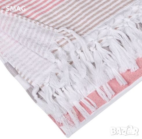 Плажна кърпа (хавлия) памучно земни цветове Раирани ресни 180x100 см, снимка 2 - Други - 46371215