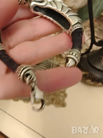 Изумителна  ръчно изработена сребърна гривна  дракони 67 гр, снимка 5 - Гривни - 50131902