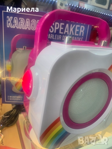 Розова караоке тонколона / 8W / 2 Микрофона и LED, снимка 7 - Тонколони - 51521180