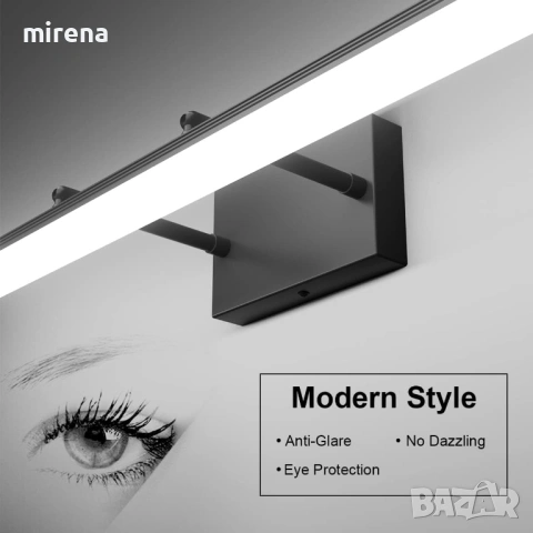 60 см Модерно черно осветително тяло за баня Регулируемо Въртящо 5500К, снимка 5 - Лампи за баня - 53420706