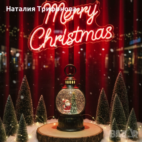 Голям LED коледен фенер с ефект на падащ сняг – приказна светлина и празнична магия, снимка 4 - Декорация за дома - 52476361