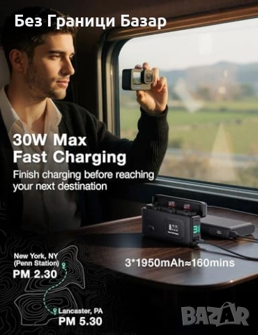 Ново Hero 13 тройно зарядно 30W USB-C PD с LED дисплей + 3 батерии, снимка 2 - Батерии, зарядни - 53648609