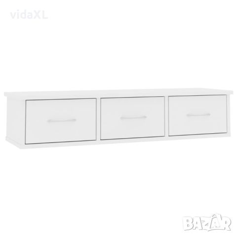 vidaXL Стенен рафт с чекмеджета, бял, 88x26x18,5 см, инженерно дърво(SKU:800594