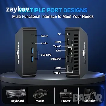 DREAMFYRE Мини PC Компютри 16GB DDR4 512GB SSD, 12-инчов N95 (до 3.4Ghz), Мини компютър, снимка 3 - За дома - 53619994