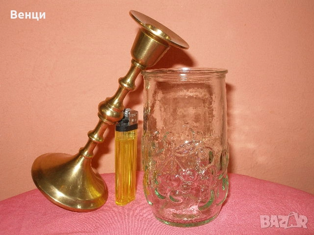 Свещник Ваза-Бронз Стъкло, снимка 11 - Антикварни и старинни предмети - 53557853