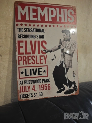 Elvis Presley Live in Memphis 1956-метална табела(плакет), снимка 6 - Китари - 53517802