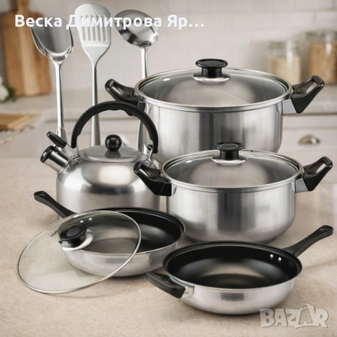 Комплект тенджери и аксесоари от 11 части - издръжливи и устойчиви, снимка 8 - Съдове за готвене - 53638992