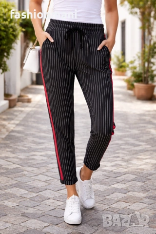 Дамски панталон на райе с джобове 3 цвята - код 1098, снимка 2 - Панталони - 47355336