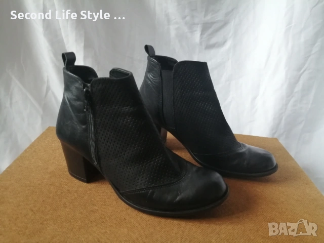 № 39 дамски боти естествена кожа на ток Mon Dieu - в черен цвят