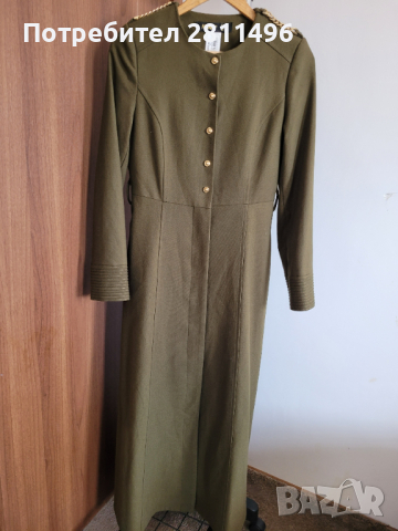 Дълго дамско палто ABACI в тъмно зелен цвят, снимка 8 - Палта, манта - 44953640