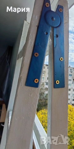 УПОТРЕБЯВАНА дървена стълба, тип „бояджийска“, дължина на рамо 1,98 м, от бял бор цена 60лв., снимка 3 - Други стоки за дома - 52366792