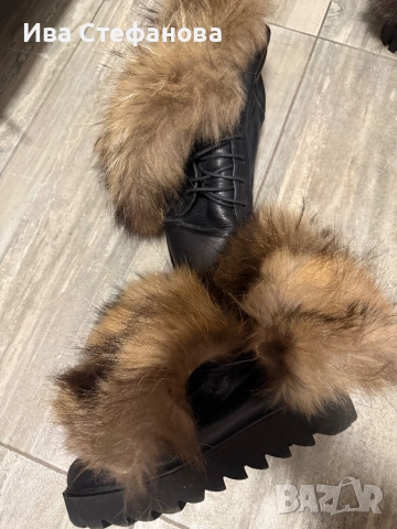 Разкошни боти естествена кожа естествен косъм от лисица  номер 39 , снимка 18 - Дамски боти - 52818545