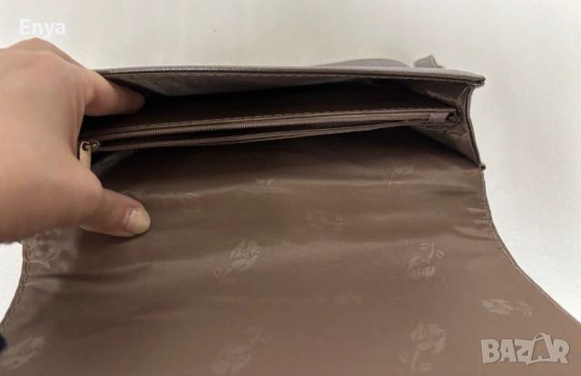 Дамска чанта за през рамо - цвят "бежов металик", снимка 3 - Чанти - 54148923