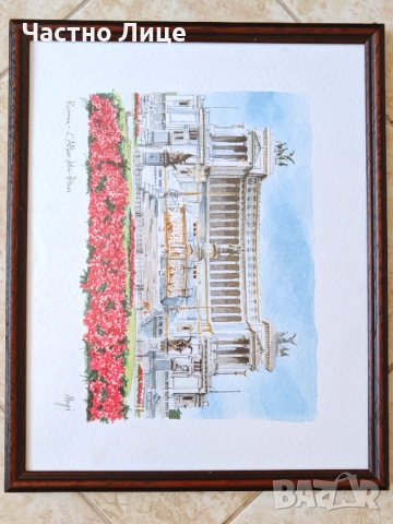 Стара Италианска Картина "Рим- Олтарът на Родината"