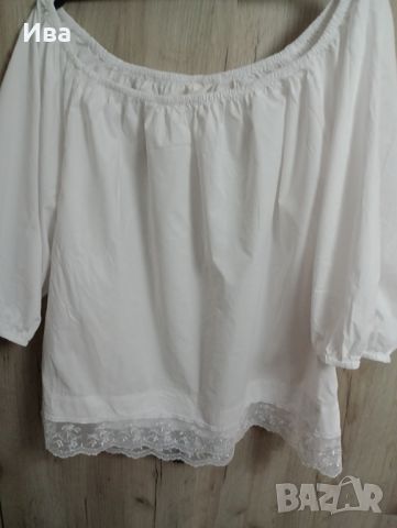 Дамска памучна блуза с дантела, снимка 3 - Туники - 46433997
