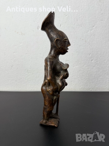 Африканско изкуство бронзува статуетка №7428, снимка 4 - Антикварни и старинни предмети - 51940311