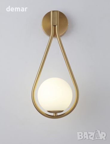 KRIPINC 5W стенна лампа със стъклена топка, златна LED стенна лампа, ретро стенна лампа, снимка 1 - Лампи за стена - 46460378