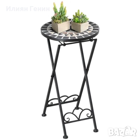 Стойка за растения Outsunny Ø36 x 67 см, сгъваема, кръгла, снимка 12 - Градински мебели, декорация  - 51928493