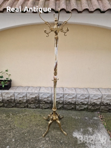 Страхотна антикварна френска подова закачалка бронз оникс , снимка 2 - Антикварни и старинни предмети - 52113565