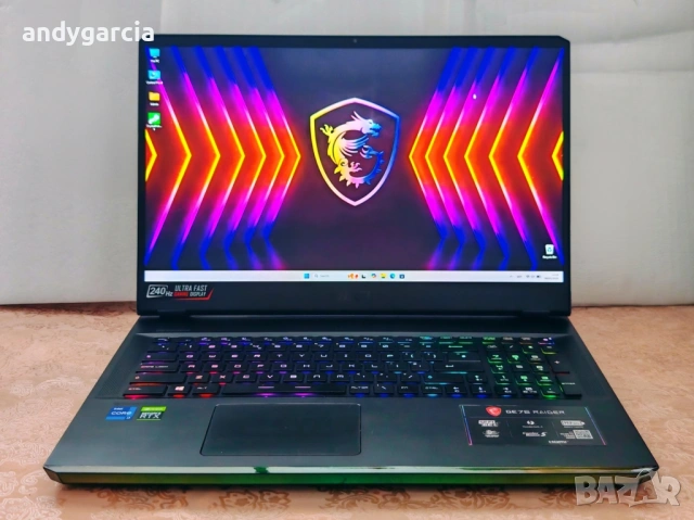 NVidia RTX 3070 8GB/Intel Core i7-11800H/16GB RAM/1TB SSD NVMe/17.3 IPS 240Hz FullHD/MSI Raider 76, снимка 3 - Лаптопи за игри - 53757006