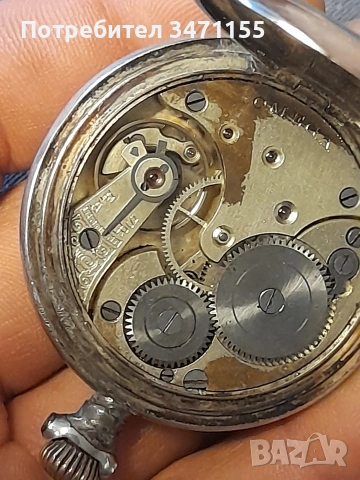 Сребърен джобен швейцарски часовник Омега, снимка 4 - Антикварни и старинни предмети - 53167428