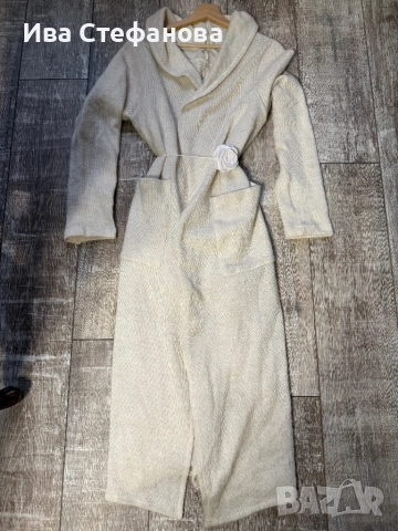 Разкошна бяла екрю дълга елеганта памук памучна жилетка универсален халат  one size размер, снимка 7 - Жилетки - 52584246